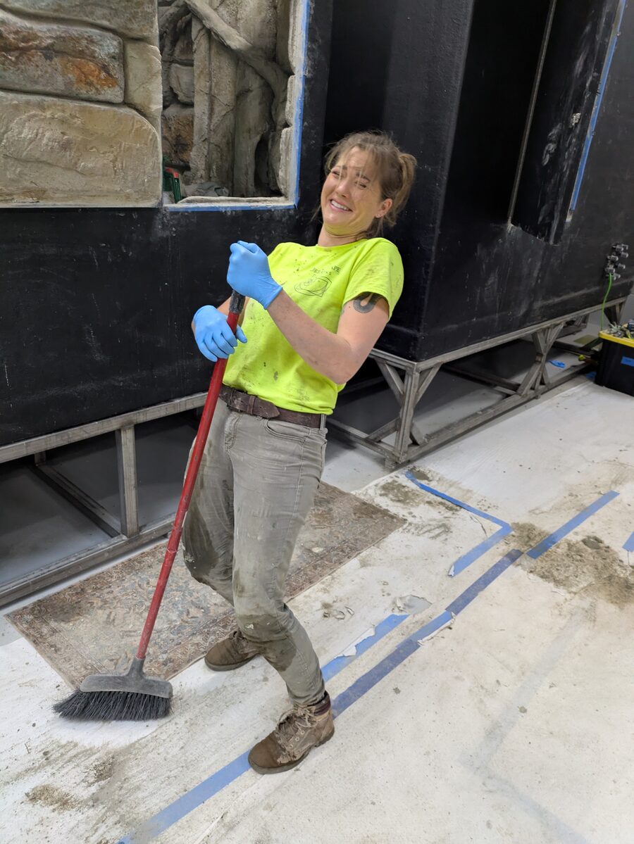 Stephanie Tommasello at work fabricating a themed habitat
